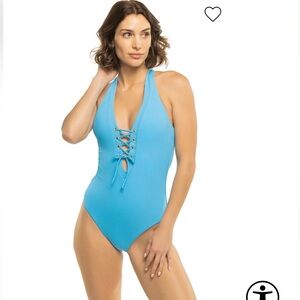 Becca one piece Gia plunge blue swimsuit